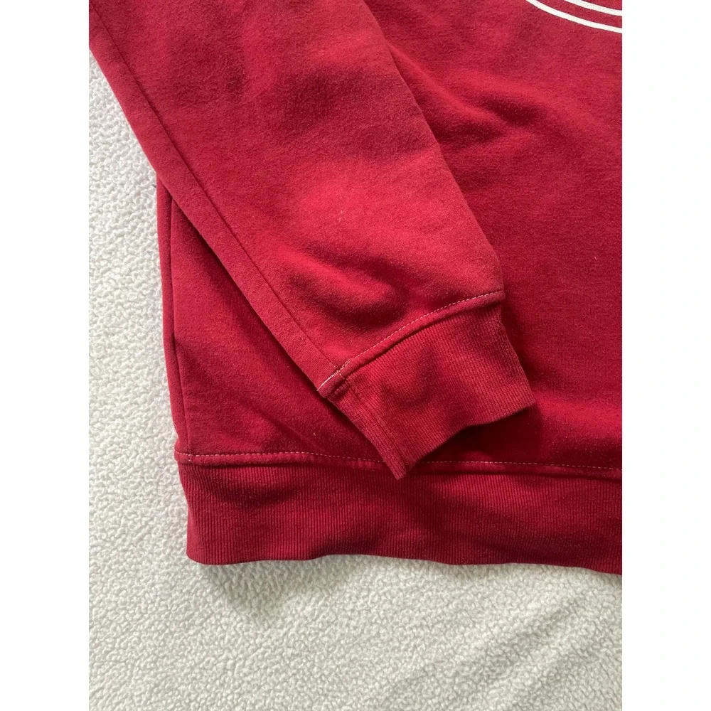 True Religion Mens Large Zip Hoodie Red Buddha Logo Back Graphic Sweatshirt